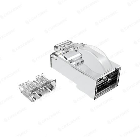 Spina modulare RJ45 Cat.6A STP Arc Latch con inserto 3 su 5 giù